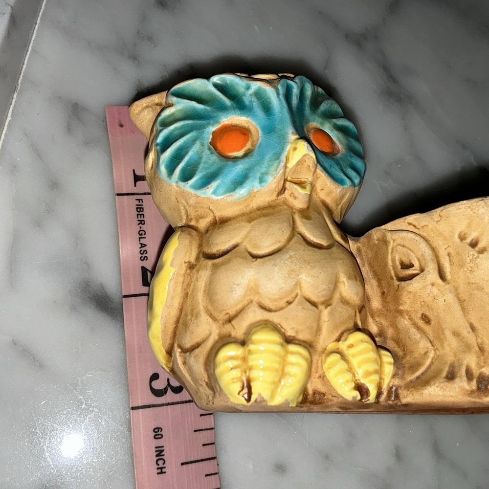 Vintage 70s Owl Stump Candle Votive Toothpick Holder Mid Century Mcm Planter - Picture 5 of 6